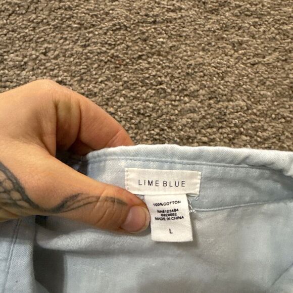 Lime Blue Lightweight Shirt Womens Large‎ Chambray Long Sleeve Button Down Tunic - Picture 6 of 10